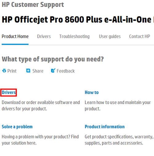 HP Drivers Page